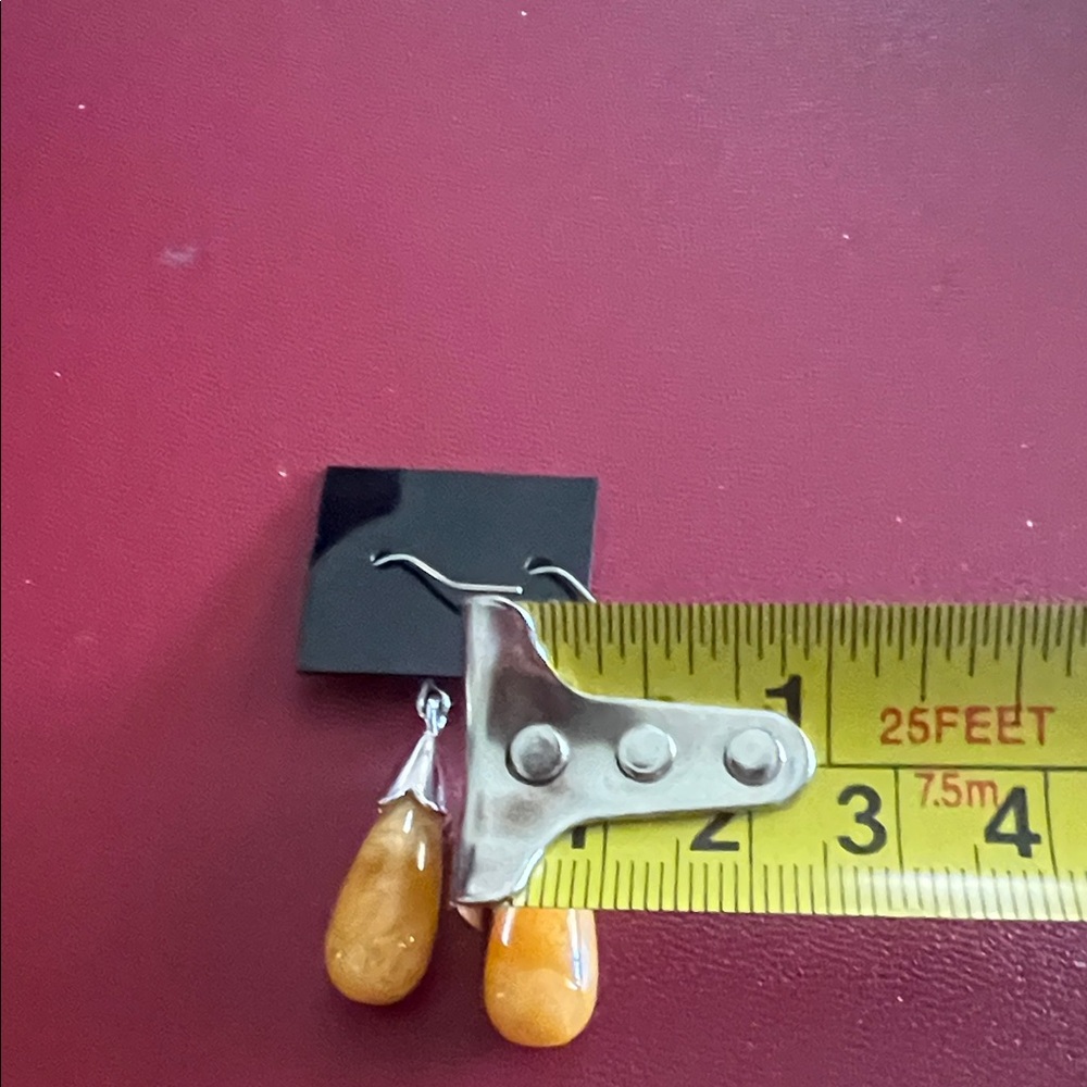 Citrine Yellow Orange Gems Chic Silver and Drop Earrings - Picture 4 of 4